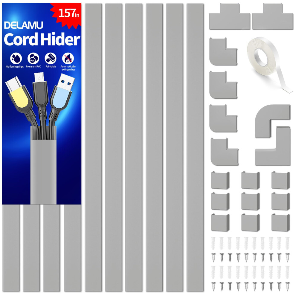 Delamu Electric Cable Trunking, 4M Cable Cover Wire Hiders For Wall, Self Adhesive Wire Trunking 5051226633706