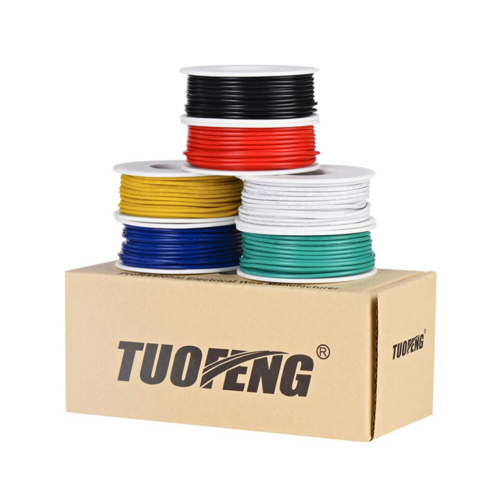 Tuofeng 18Awg Pvc Electrical Wire Kit- 6 Different Colored 5 Meter Spools- 18 Gauge Stranded Wire- Tinned Copper Hookup Wire Kit For Diy 69387777