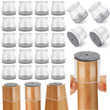 24 Pcs Chair Leg Floor Protectors Round, Silicone Felt Furniture Leg Pads Caps Covers for Hardwood Floors (Fit:33-50mm)