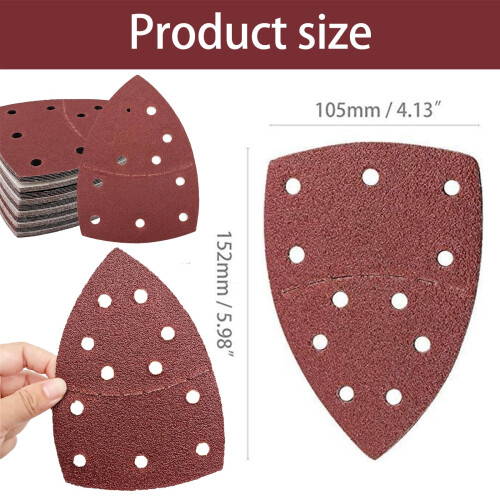 Mouse Sander Pads, 50 PCS Assorted Hook Loop Sandpaper Sheets,11 Hole 1