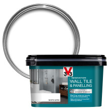 V33 Renovation Wall Tile & Panelling Paint - No Undercoat Needed - For High Moisture Surfaces - Resistant To Temperature Variations - White Satin 2 L