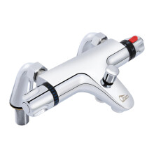 Chrome Thermostatic Bath Shower Mixer, Uten 38C Safety Lock Anti-Scald, Thermostatic Shower Valve with Bath Filler Spout, Chrome Modern Mixer Tap St