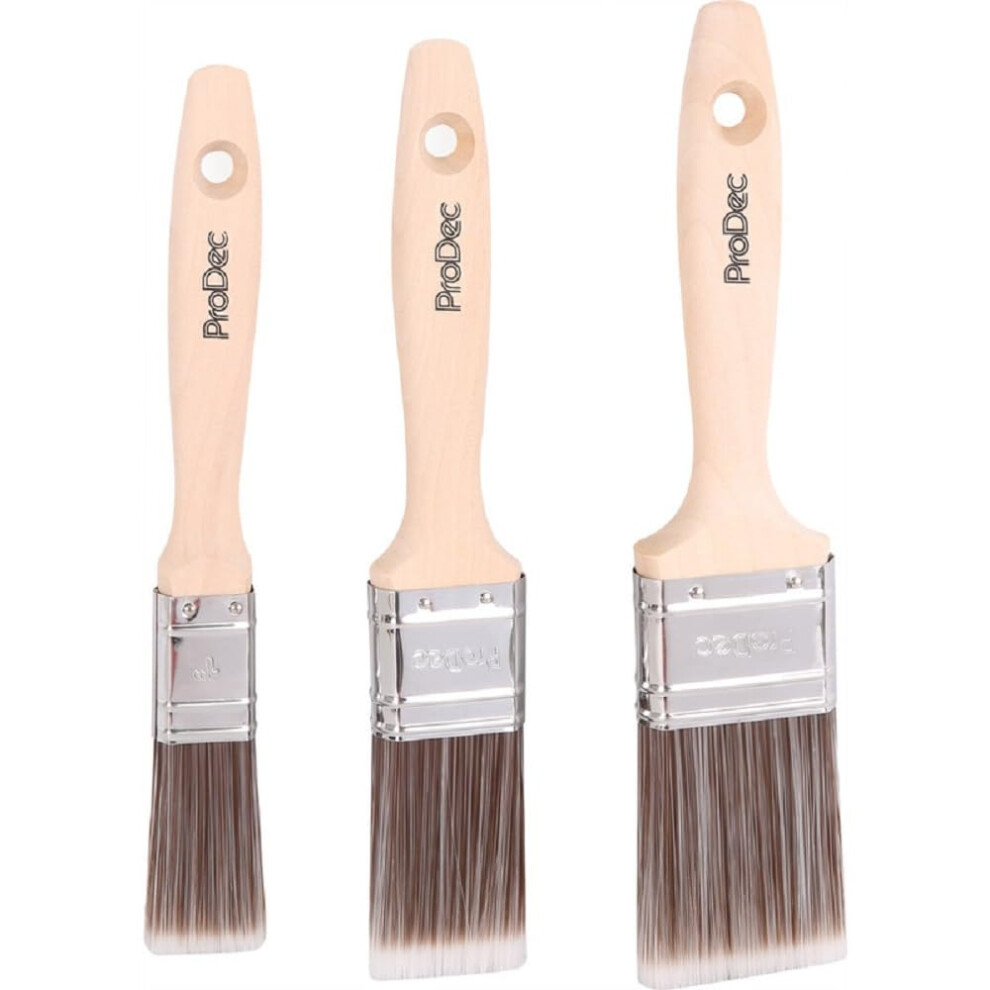 Prodec 3 Piece Premier Trade Professional Synthetic Brush Set Ideal For Painting Skirting Board, Architrave And Other Curved Or Moulded Surfaces, Con 84515445
