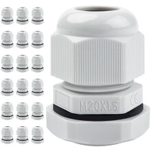 20 Pack M20 Cable Glands - Caianwin 20mm Stuffing Glands IP68 Waterproof Plastic Nylon Compression Glands Connectors for Electrical Boxes Junction Bo