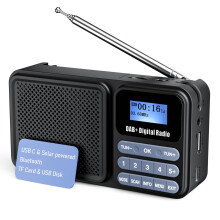 DAB Radio, FM/DAB Plus Digital Portable Radio Supports Solar Charging