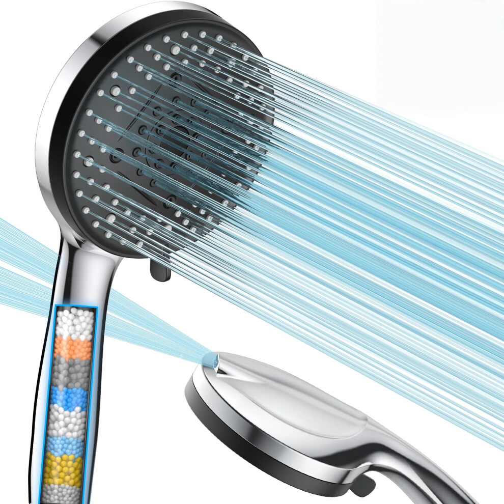 Voxon Filter Shower Head, Upgraded Hard Water Filter, High Pressure Handheld Showerhead For Residual Chlorine Remove, Brushed Nickel, Suitable For Cl 79091039