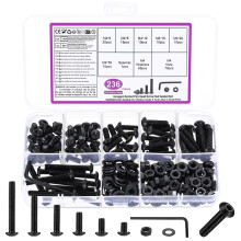 236 Pcs M4 Bolts and Nuts Set, M3 Nuts and Bolts Set, Round Head Hexagon Socket Screws and Washers, Black Hex Socket Button Head Cap Machine Screws K