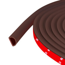 Weather Stripping Door Seal Self Adhesive Weather Strip Silicone D Shaped Sealing Strip for Door/Window Frame, 6m Length, Brown Color (9mm W 8mm T)