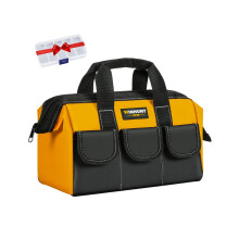 WINHUNT Small Tool bag, 31 x 17 x 22 cm, 1680D Polyester 6 Pockets Tool Storage Organiser, Ideal for DIY and Craftsmen, Yellow (12 Inches)