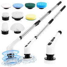 Ninsetinsoe Electric Spin Scrubber,Cordless Spin Scrubber for Cleaning with 8 Replaceable Brush Heads,Shower Scrubber with Adjustable Detachable Hand
