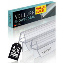 Vellure 2X Shower Screen Seal Strip, Premium Shower Door Seal Strip for 6 mm (+-1) Shower Glass Thickness, Shower Seal Strip, Long Lasting PVC Finish