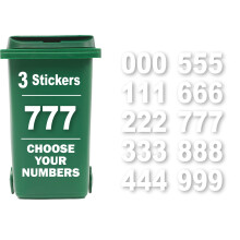 3 x Bin Numbers for Wheelie Bins, 0-9, Dustbin Stickers, Easy Application 17.5cm Stick On Number Stickers - Weatherproof Self Adhesive Vinyl (7)