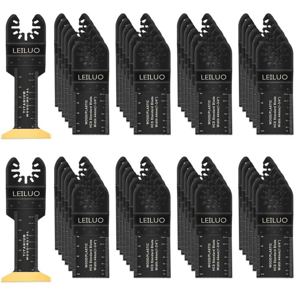Leiluo 50 Pcs Multitool Blades Kit Extra-Long Titanium Oscillating Saw Blades For Wood Nails Drywall Universal Oscillating Tool Accessories With Stor 64605999