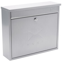 Burg-Wachter MB02 Silver Elegance Wall Mounted Galvanised Steel Lockable Weatherproof Post Box - 36x31x10cm