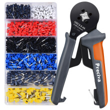 Preciva Ferrule Crimper Plier Kit, AWG28-10/0.08-6mm² Ferrule Crimping Toolkit, Wire Crimp Tool with 1200 Terminal Connectors and End Ferrules(1200Pc