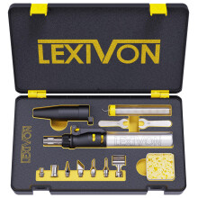 LEXIVON Soldering Iron Kit, Cordless Butane Gas Soldering Iron with Adjustable Flame & 7-Tip Set, Refillable Pro-Grade Aluminium Body, Portable Solde