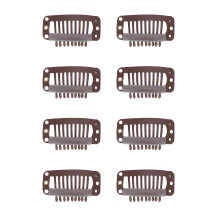 40pcs Brown Stainless Steel 9 Teeth Wig Clips 32mm for Hair Extension