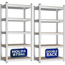ZENO 5-Tier Garage Shelving Units | Set of 2 Shelving Units | Heavy Duty Garage Shelving | Shelving Unit For Storage | Metal Storage Shelves | Easy To