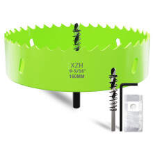 XZH 160mm Bi-Metal Hole Saw Kit with Arbor & Pilot Bit - Effortless Smooth Cutting for Wood, Plastic, Drywall & Thin Metal - Ideal for Downlight Inst