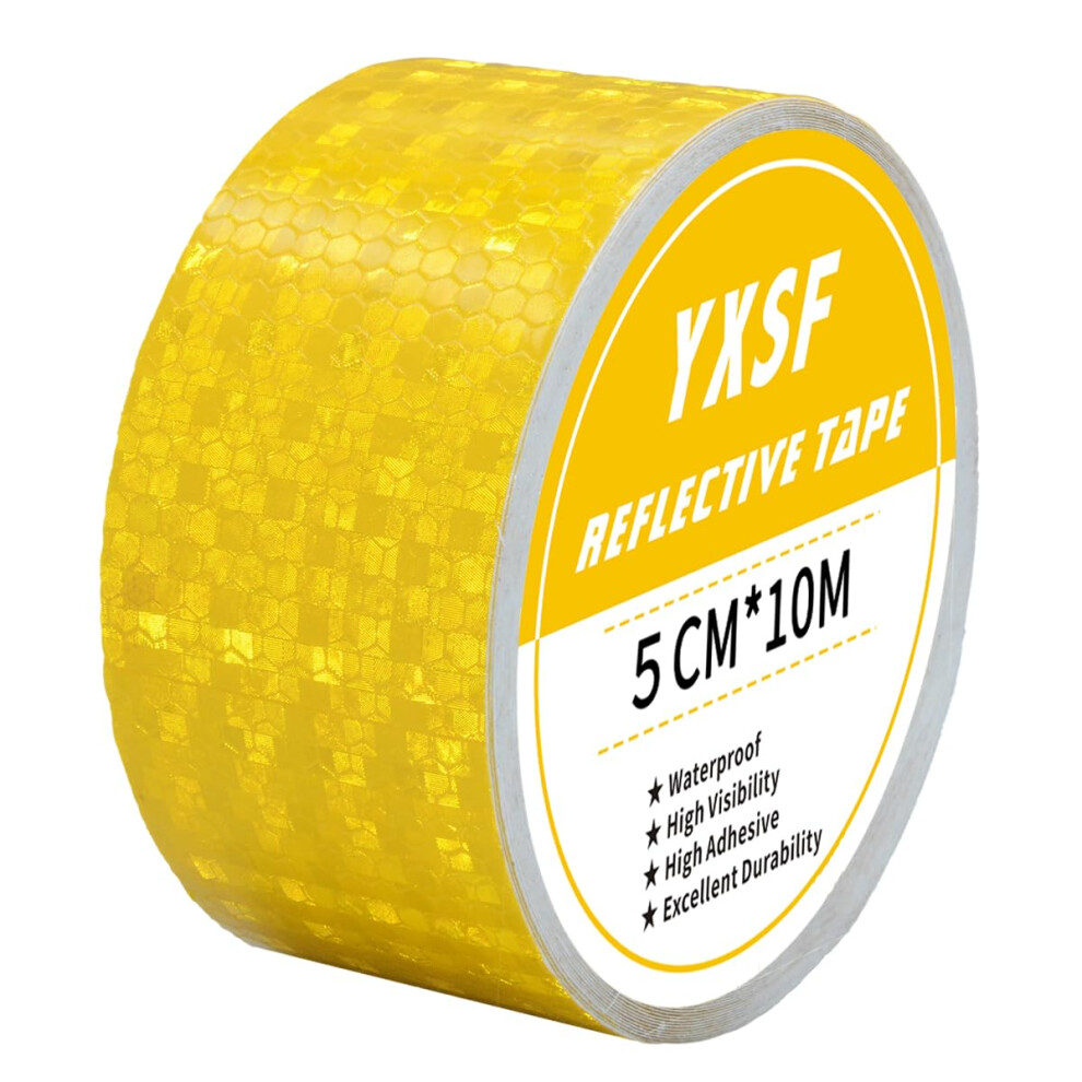 Yxsf Yellow Reflective Safety Tape,5 Cm10 M Reflector Tape Strips,High Viscosity Waterproof Reflective Tape For Vehicles Trucks,Trailer,Bikes Cars S 81446070
