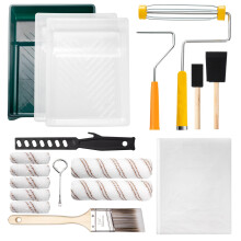 Mister Rui-18pcs Paint Roller Set, 9" 4" Paint Roller and Brush Set, Max and Mini Paint Roller Set for Wall Painting and Decorating, Roller Tray