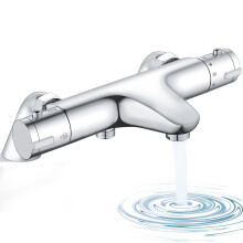 Thermostatic Bath Shower Mixer, Bevankly Exposed Thermostatic Shower Mixer Taps Valve Anti Scald Tap, Deck Mounted Bath Shower Mixer Bar with Anti-Sc