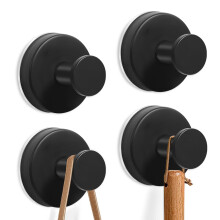 4PCS Black Suction Cup Hooks Stainless Waterproof, Large Suction Hook for Hanging,No drill Suction Heavy Duty Vacuum Adhesive Hooks for Shower Bathro