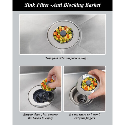 Hibbent Kitchen Sink Plug Upgraded 3 in 1 Kitchen Sink Strainer and St 1