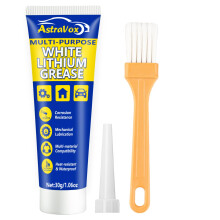 AstraVox White Lithium Grease, Multi-Purpose Lubricant Lithium Grease with Brush for Hinges, Bearings, Gears, Ideal for Automotive, Marine, Industria