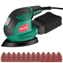 HYCHIKA Sander for Wood 200W, Electric Sander with Dust Collector, 12PCS Sandpapers, 14000RPM Compact Electric Detail Sander Ideal for Tight Space Sa