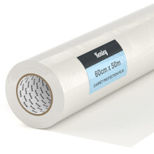 Carpet Protector Roll - Self Adhesive Carpet Protection Film - 50m x 60cm Sticky Clear Plastic Carpet Stair Hard Floor Cover - Heavy Duty Puncture Re