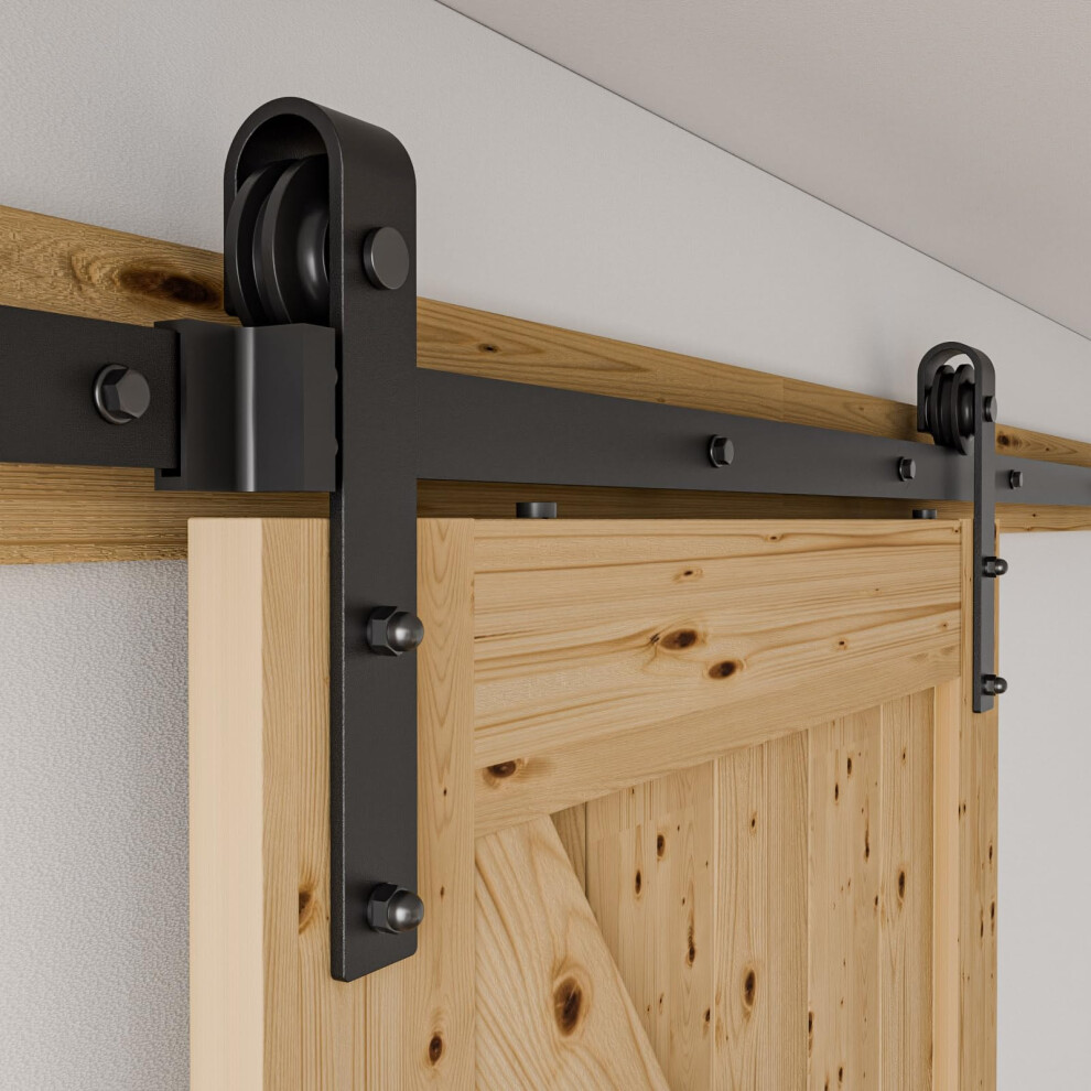 Sliding Barn Door Kit 6.6Ft/200Cm Black Heavy Duty Barn Door Sliding Hardware Track Kit For Single Wood Door 100Cm Wide 5007483360053