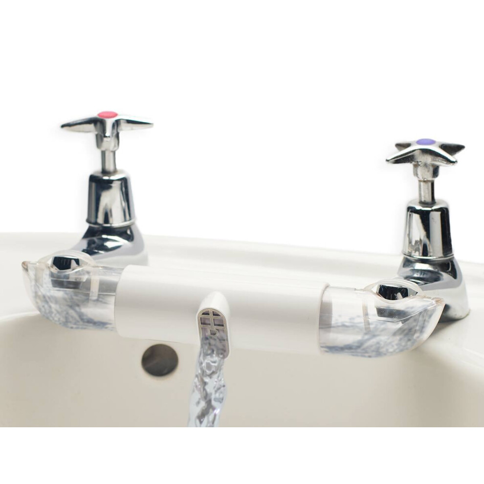 Adaptor For Sinks With Separate Taps, For Mixing Hot And Cold Water In Kitchen & Bathroom. This Connector Helps Save Water (White) 5005322882209