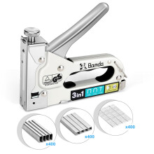 Bamda Staple Gun with 1200 Staples - 3 in 1 Staple Gun Heavy Duty for Wood , Adjustable strength and Durable, Manual Staples for Wall, Cable Tacking,