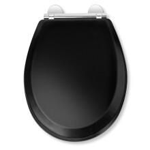 Croydex Lene Flexi-Fix Matt Black Soft Close Toilet Seat - Quick Release Button for Easy Cleaning and Adjustable Hinges to fit All Standard Toilets w