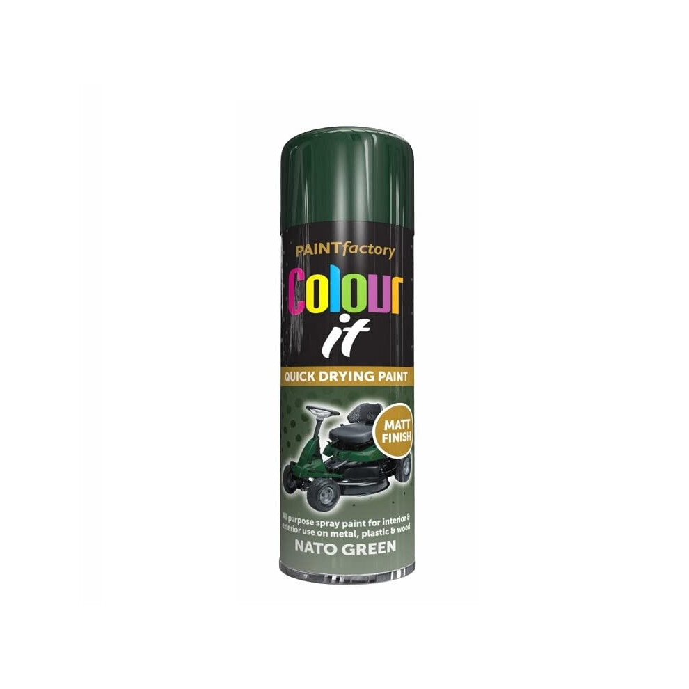 Supergift.com Nato Green Matt All Purpose Aerosol Spray Paint 250Ml Quick Drying Spray, Fast Dry And Excellent Coverage For Metal, Wood, Plastic And 80708698