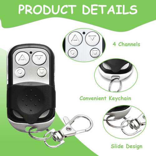 2 Pcs Universal Automatic Gate Remote Control, 433MHz Copy Remote Opener Garage 2