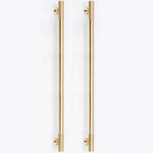 RZDEAL 2pcs Solid Brass Gold Cabinet Pulls, 12-3/5Inch Hole Centers for Kitchen Cupboard Handles Modern Drawer Dresser Pulls Bathroom Brushed Brass C