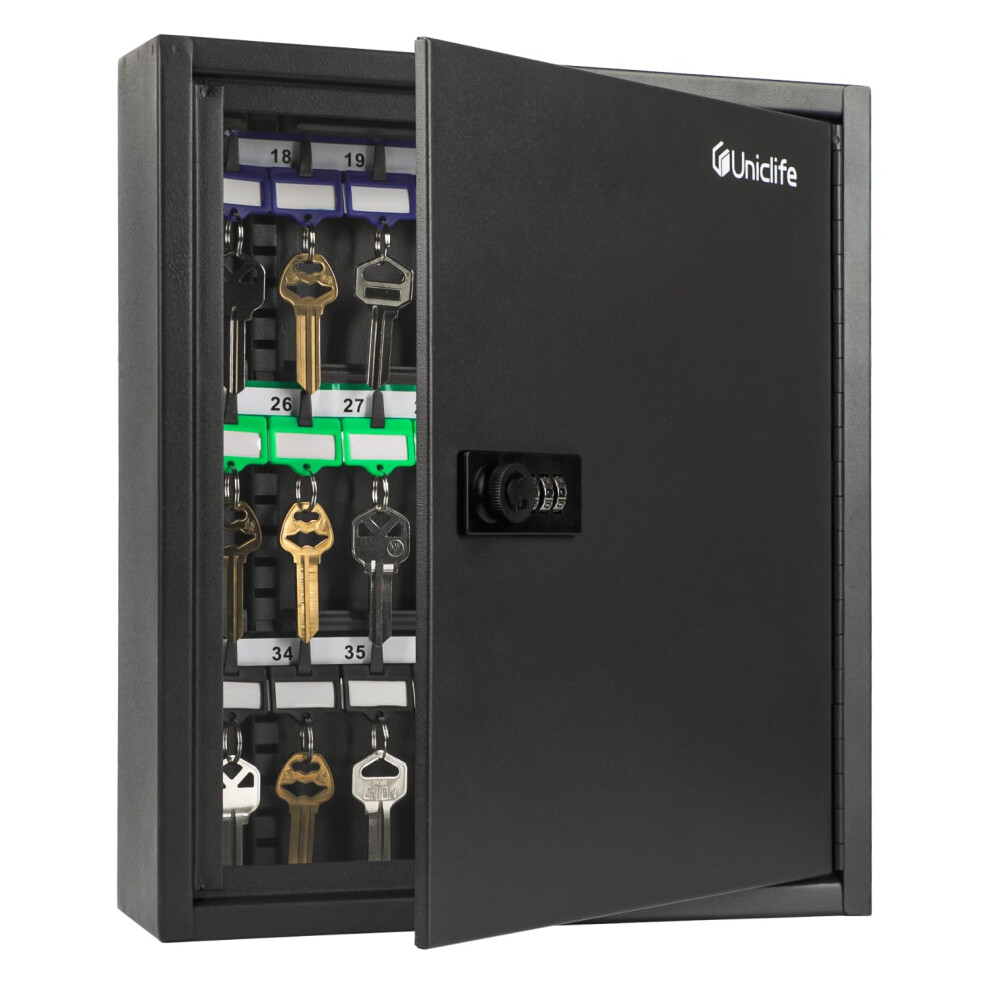 Uniclife 40 Position Key Cabinet With Combination Lock Resettable Black Security Storage Box Steel Key Organizer With Adjustable Racks Colorful Key T 60356246