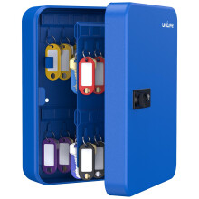 Uniclife 48 Position Blue Key Cabinet with Combination Lock Resettable Blue Digital Security Storage Box Steel Key Organizer with Colorful Key Tag La