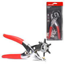 DEKTON Revolving Punch Pliers - Heavy Duty Multi-Function Hole Punch Tool for Leather, Plastic, and Paper - Adjustable 6 Interchangeable Punch Sizes,