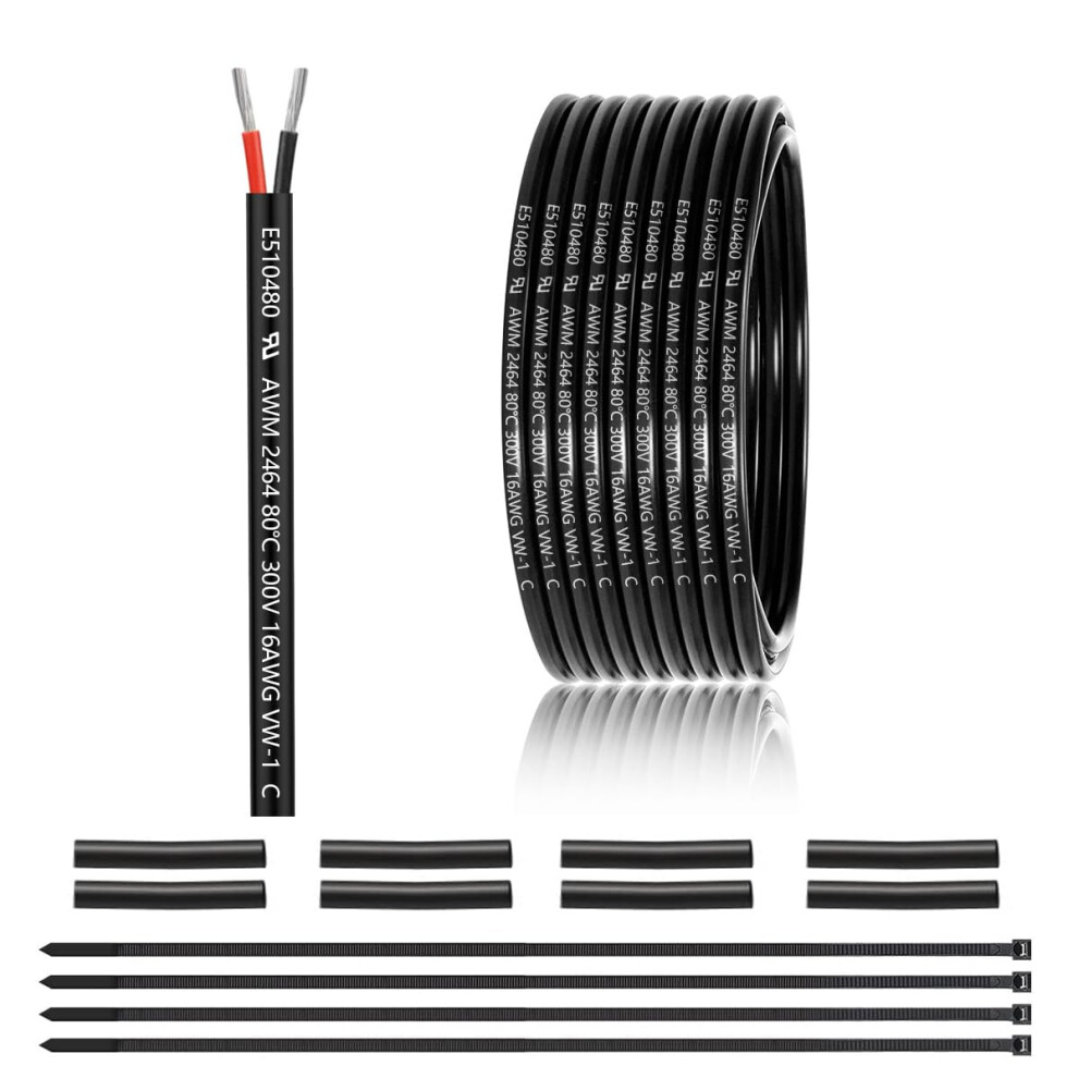16 Awg 21.5Mmâ² 2 Core 12V 24V Electrical Wire 25Ft/7.62M, 16 Gauge 2 Conductor Wire Cable Stranded Tinned Copper Pvc Twin Wires For Led Strips Light 71414058