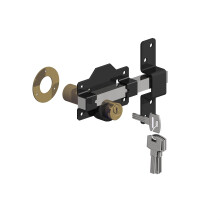 GATEMATE Premium Long Throw Lock - Double Locking, Stainless Steel/Black, 2" (50mm)