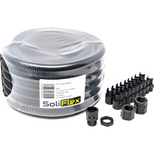 SoliFlex Flexible Conduit Outdoor Cable Contractor Pack IP40-10M Coil - Underground Burial, External Trunking, Electrical Ducting, Hose Pipe Wire Pro