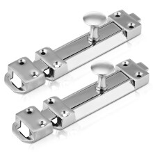 XFORT 2 Pack Polished Chrome Door Bolt, Surface Mounted Sliding Door Lock, Durable Door Lock Bolts Ideal for Securing Internal Doors for Bedrooms, B