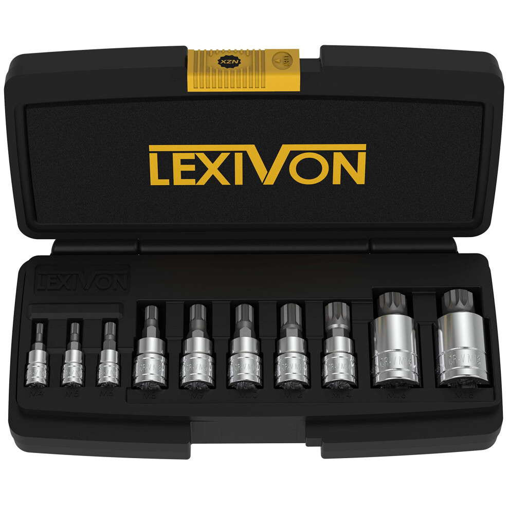 Photos - Other Hand Tools LEXIVON XZN Triple Square Spline Bit Socket Set, Size M4 M5 M6 M8 M10 M12 M14 M16 M18 | Allen Key Socket Multiple Teeth 10 P