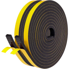 Draught Excluder Tape for Doors Windows, 9mm(W) x6mm(T)/10m Self-Adhesive Weather Stripping Anti-Collision Rubber Foam Sealing Tape, Rubber Sound Ins