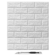 Art3d 10Pcs 3D Brick Wallpaper in White, Faux Foam Brick Wall Panels Peel and Stick, Waterproof for Bedroom, Living Room, and Kitchen Decor (14.5 Sq.