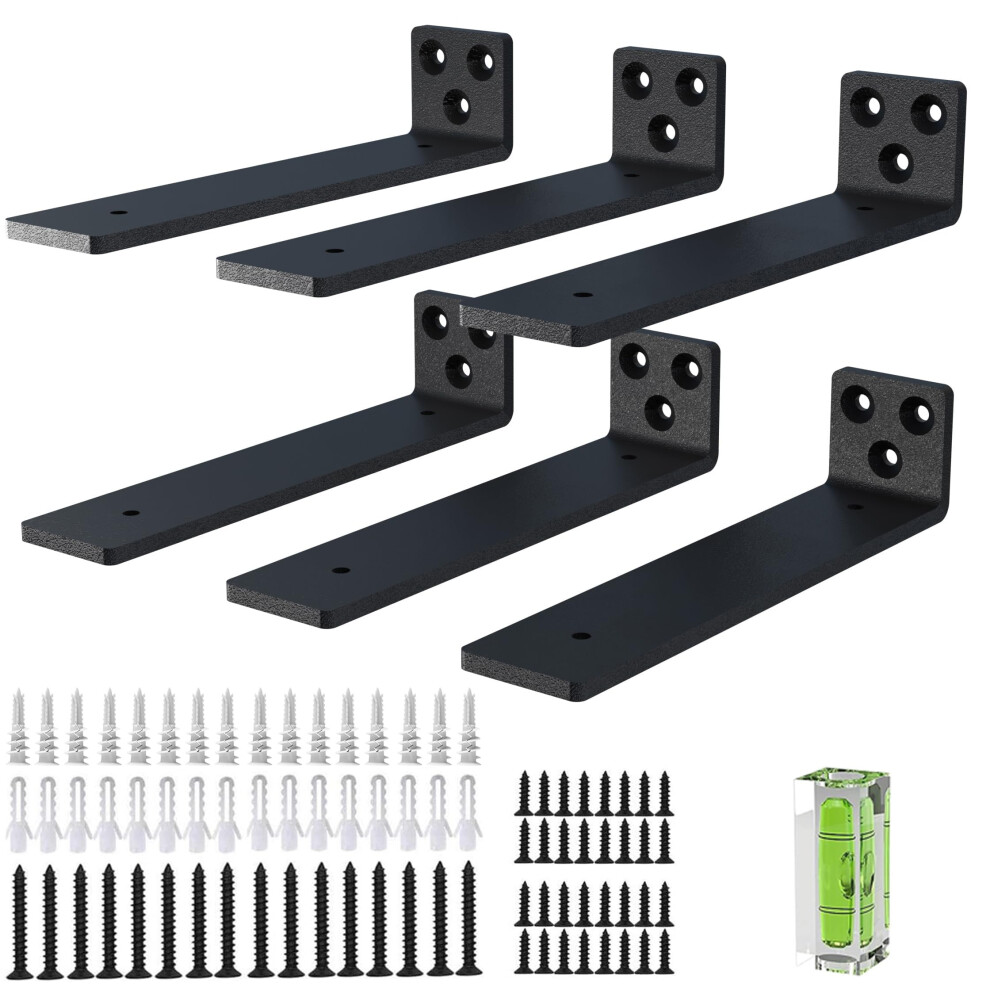 Heavy Duty Metal Floating Shelf Brackets - 5Mm Thick, 20Cm/8Inch, Rustic Finish, 6 Pack 5051226945311