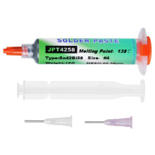 Flintronic 15g Sn42/Bi58 Lead Free Solder Paste, 138C Low Temperature Flux Paste, Syringe Solder Paste with 2 Needles and 1 Pusher